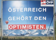 stereich gehrt den Optimisten. VP-Plakat  Aufgenommen am 16. 8. 2013  Ort: Eisenstadt - Mattersburger Strae  Bild: WEBSCHOOL