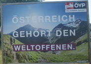 stereich gehrt den Weltoffenen. VP-Plakat  Aufgenommen am 17. 8. 2013  Ort: Eisenstadt - Neusiedler Strae  Bild: WEBSCHOOL