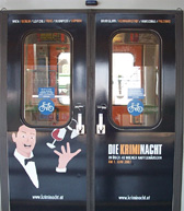 U4-Einstieg, Werbung fr die KRIMINACHT in 40 Wiener Kaffeehusern